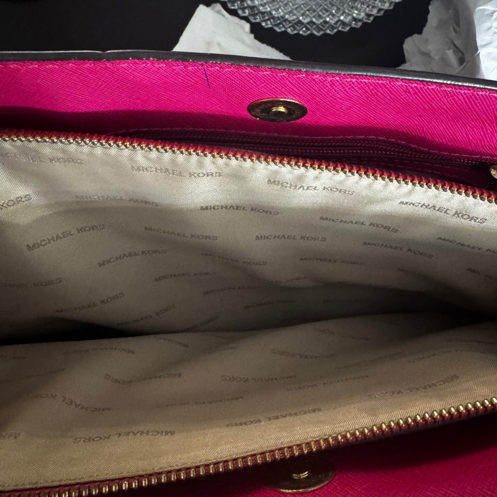 Michael Kors Fuchsia Saffiano Leather Satchel - Picture 7 of 9